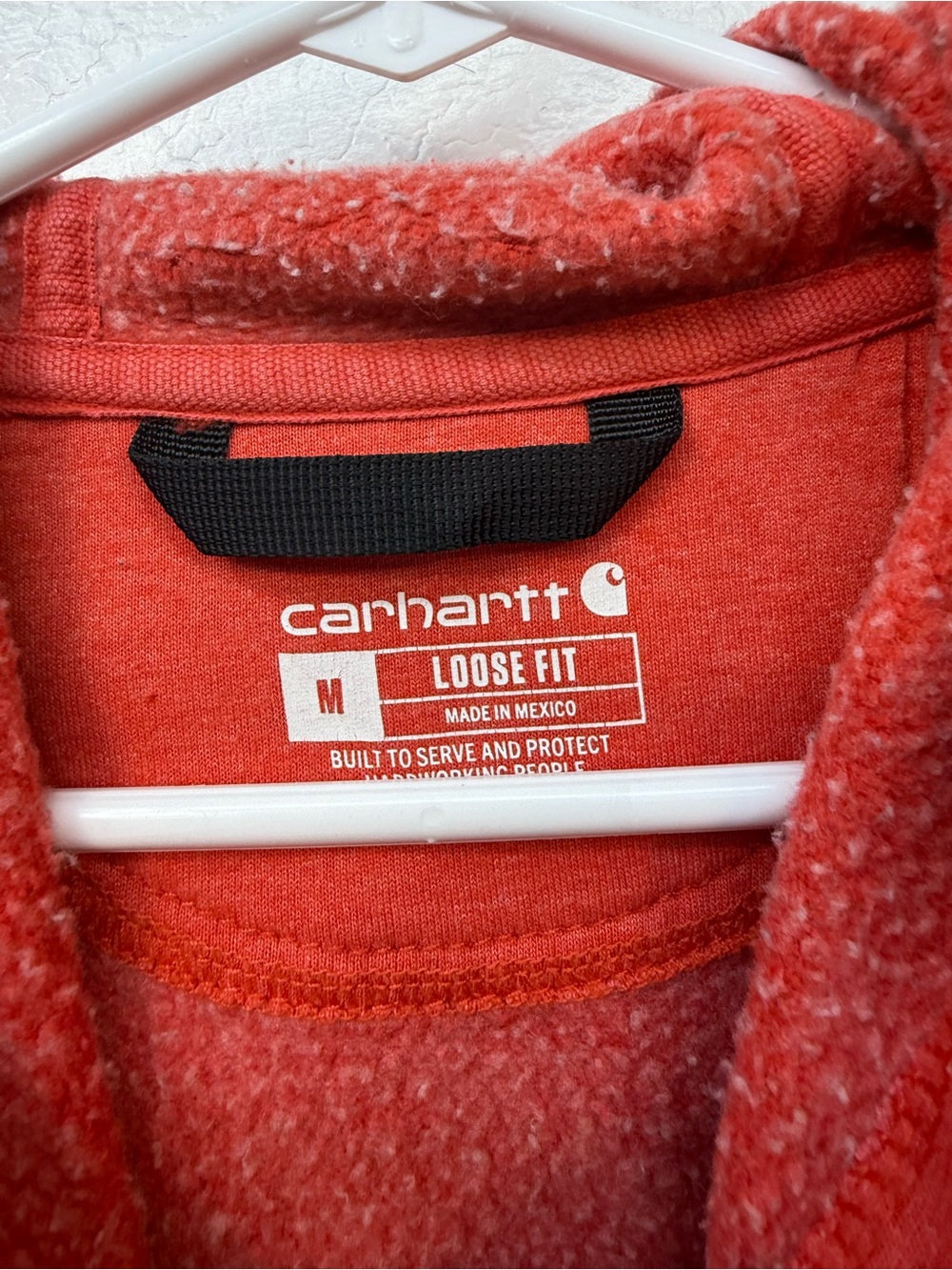 Carhartt Red Pullover Hoodie with Sleeve Logo - Picture 6 of 6